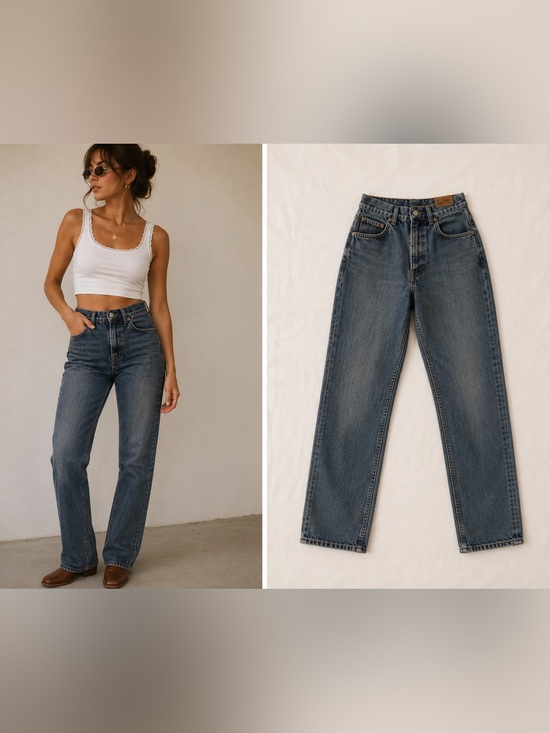 Lee Denim - Vintage Lee Made USA High Rise Straight Leg Mom Jeans Size 9 Long Tall 90s Denim